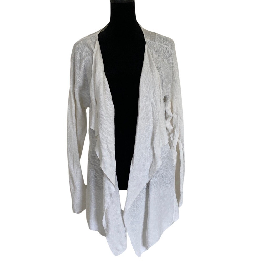 Eileen Fisher Womens XL Lightweight White Open-Front Cardigan Sweater Size XL